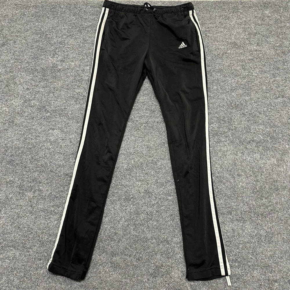 Adidas Track Pants Womens Size S Black White Stripe Slim Fit Athletic Joggers